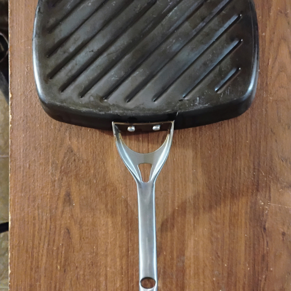 Calpholon Black Grill Pan with Silver Handle